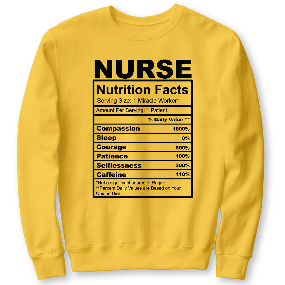 Nurse Nutrition Facts Cute Gift For Nurse Cotton Pullover Sweatshirt