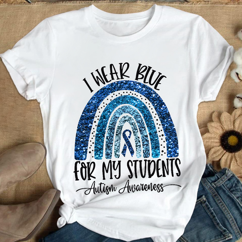 I Wear Blue For My Students Autism Awareness Cotton Nurse T-shirt