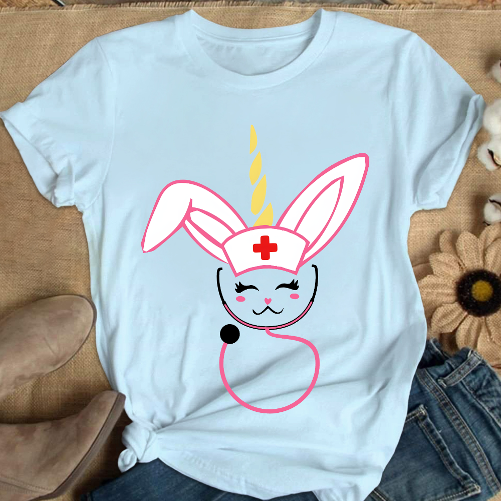 Funny Bunny Nurse Easter Cotton Nurse T-shirt