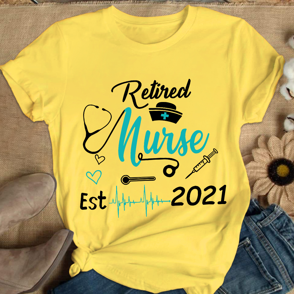 Personalized Nursing Retirement Est 2021 Cotton Nurse T-shirt