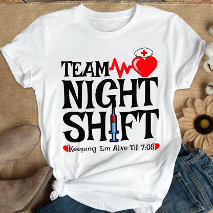 Team Night Shift Cotton Nurse T-shirt