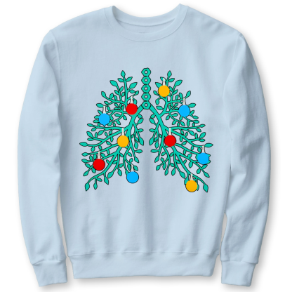 Lungs With Christmas Lights Respiratory Therapist Xmas Cotton Pullover Sweatshirt