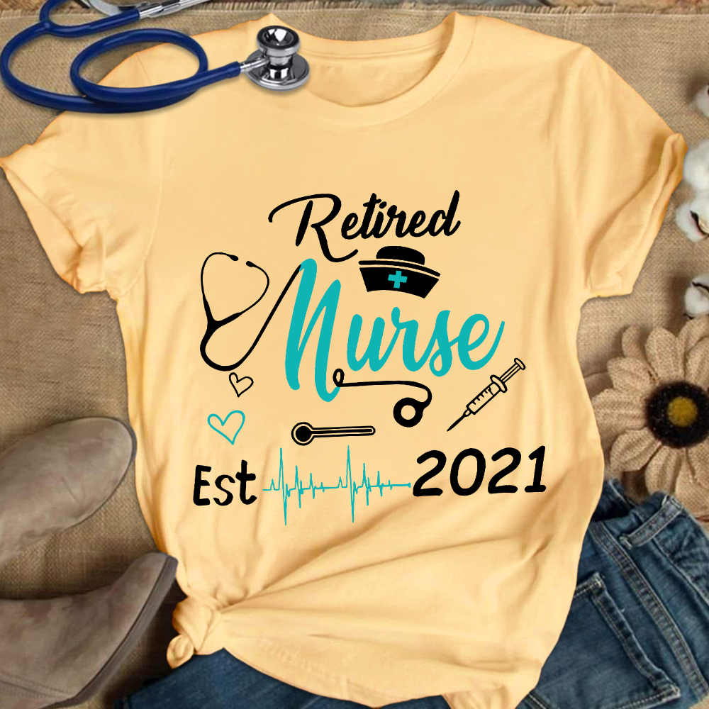 Personalized Nursing Retirement Est 2021 Cotton Nurse T-shirt