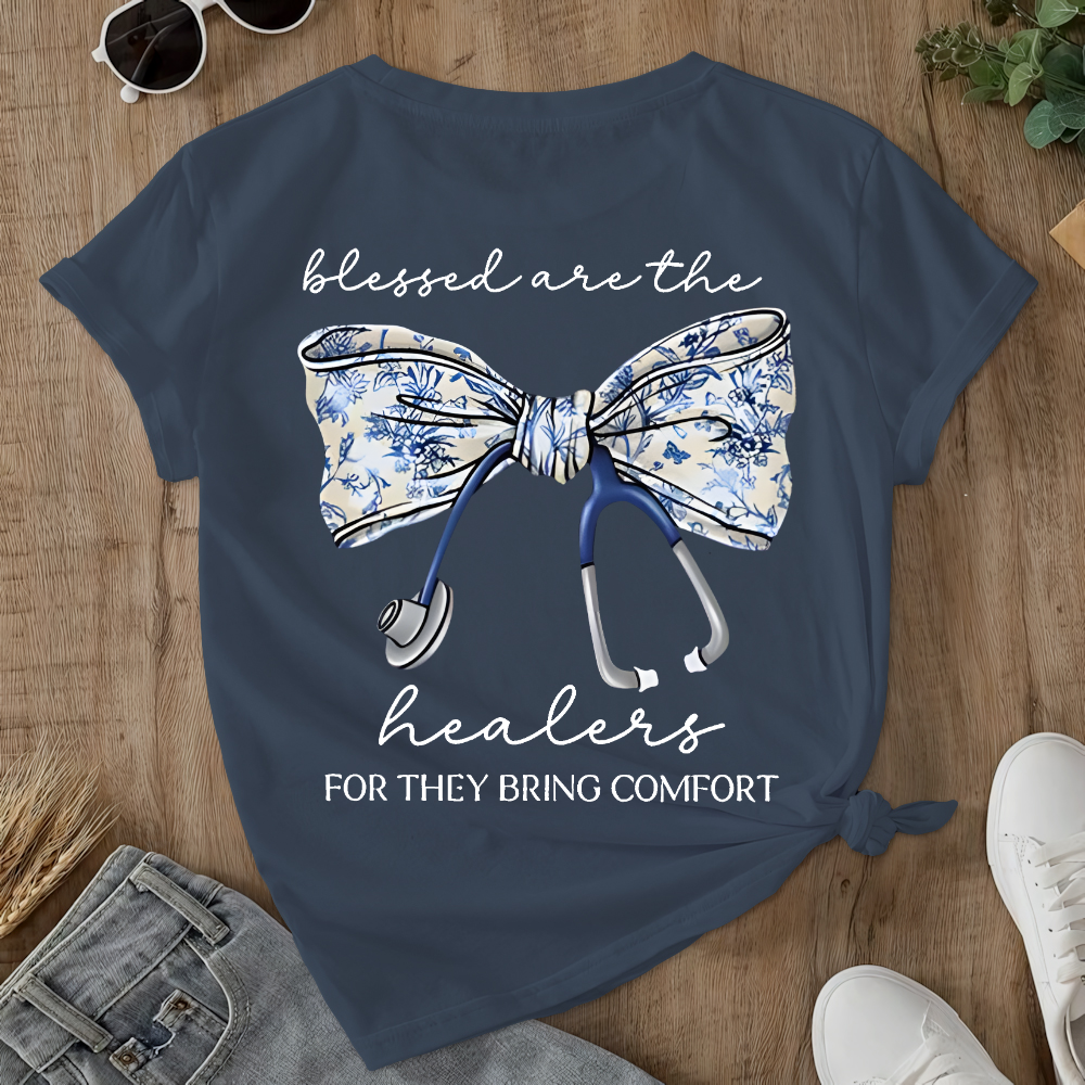 Blessed Are The Healers For They Bring Comfort Double-Sided Cotton Printed T-Shirt