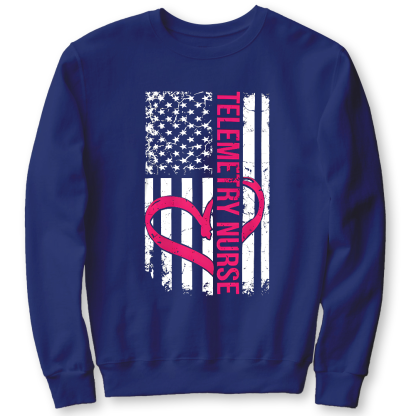 Telemetry Nurse Flag Cotton Pullover Sweatshirt