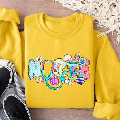 Easter Gnomes Cute Bunny Cotton Pullover Sweatshirt