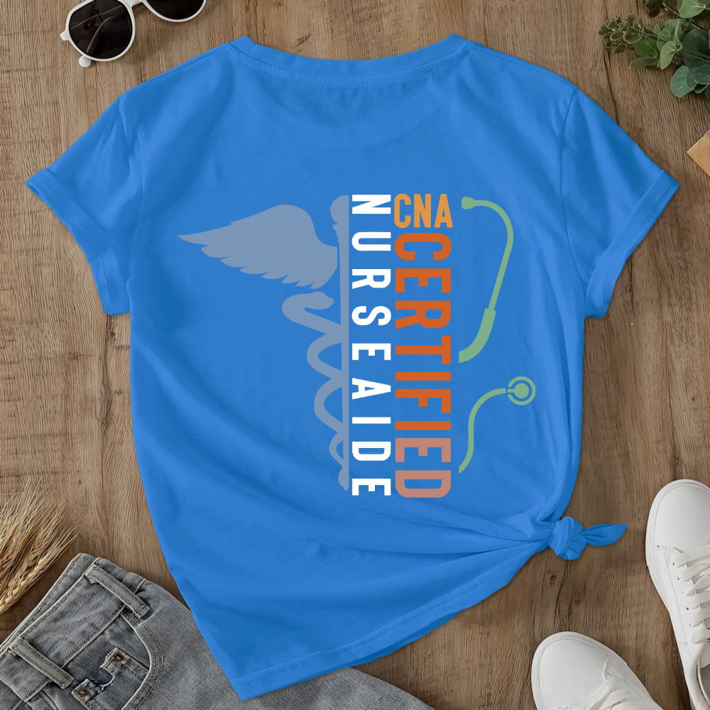 Certified Nursing Assistant Double-Sided Cotton Printed T-Shirt