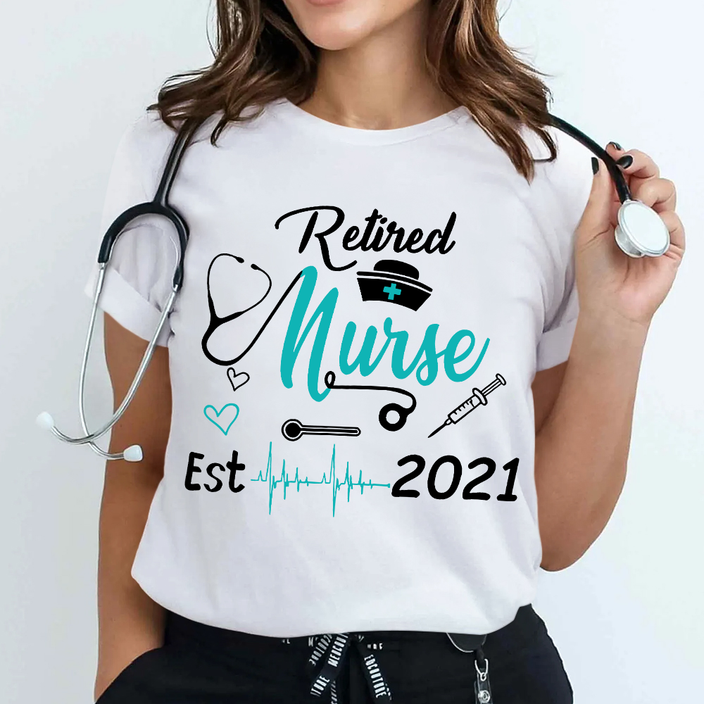 Personalized Nursing Retirement Est 2021 Cotton Nurse T-shirt