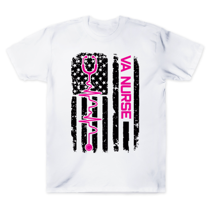 Vintage USA American Flag VA Nurse Patriotic Nursing Gifts Cotton Doctor T-shirt