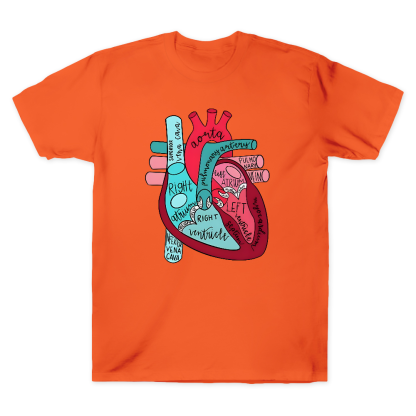 Labeled Anatomical Heart Cotton Doctor T-shirt