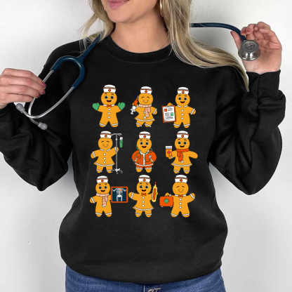 Christmas Nurse Gingerbread Cotton Pullover Sweatshirt