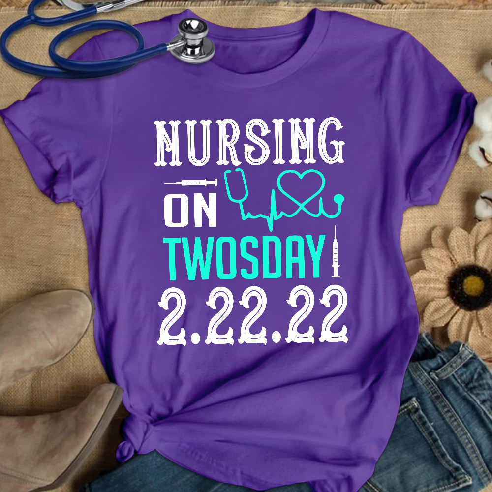 Nursing School On TwosDay Cotton Nurse T-shirt