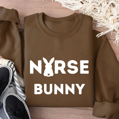 Nurse Bunny Cotton Pullover Sweatshirt