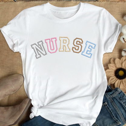 Embroidered Nurse Cotton Nurse T-shirt