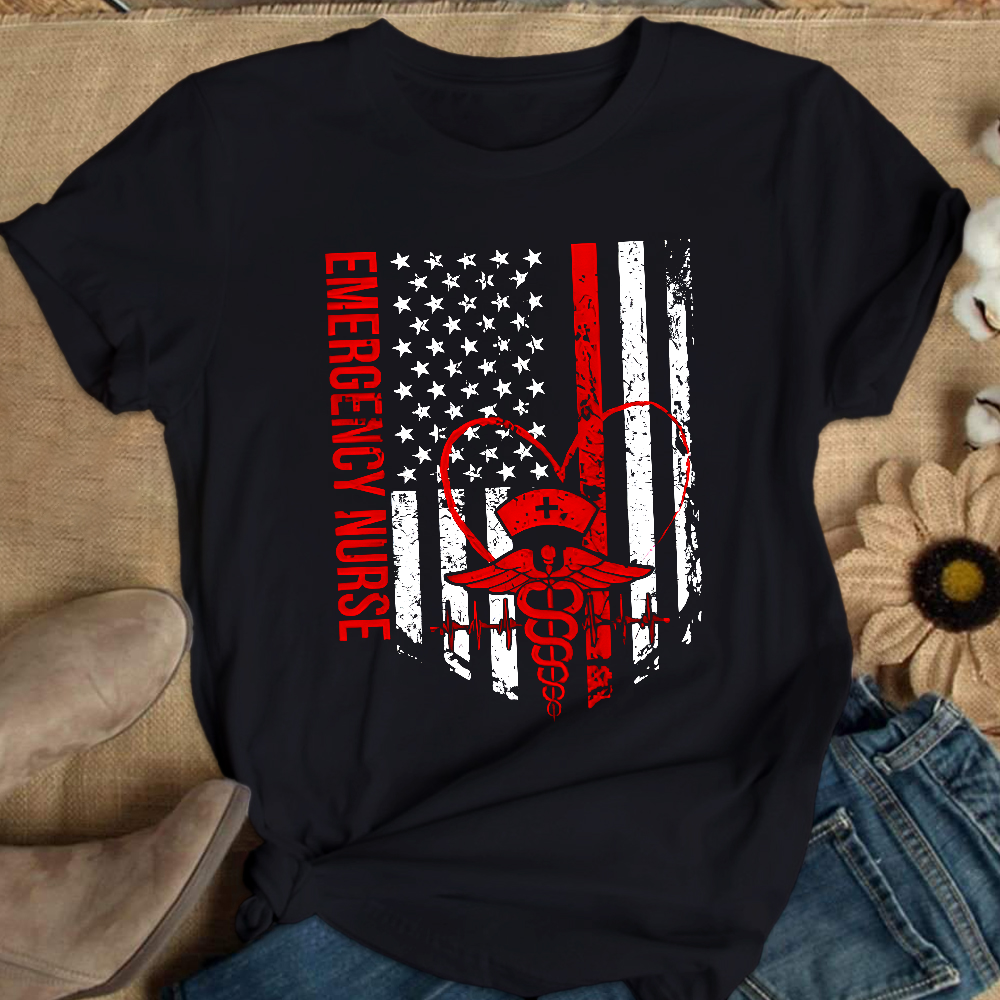 RN Nurse Flag Cotton Nurse T-shirt