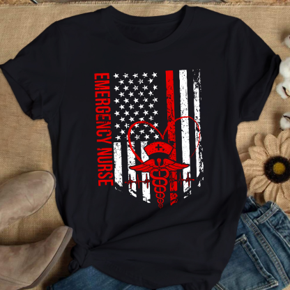 RN Nurse Flag Cotton Nurse T-shirt