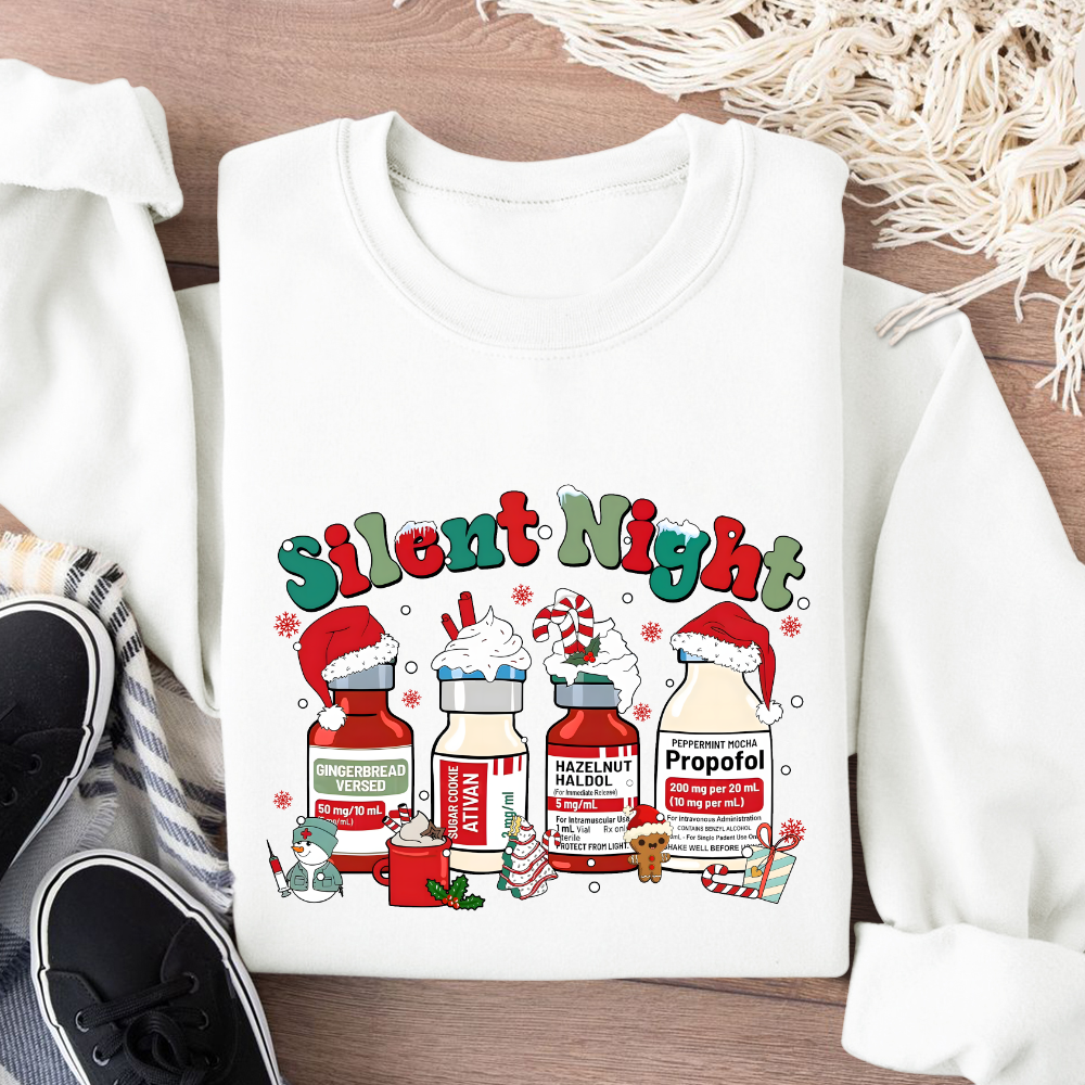 Santa's Helpers Silent Night Cotton Pullover Sweatshirt