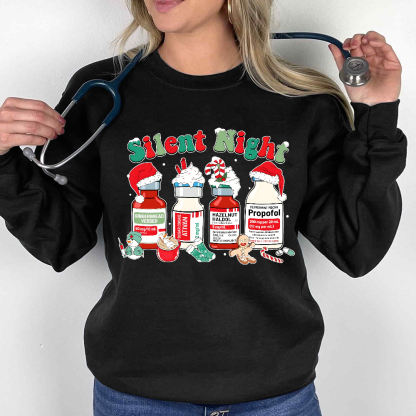 Santa's Helpers Silent Night Cotton Pullover Sweatshirt