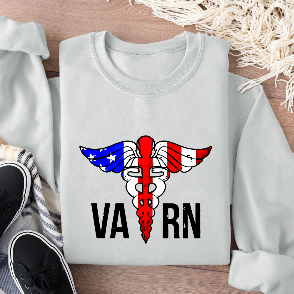 VA RN Nurse Symbol Flag Cotton Pullover Sweatshirt