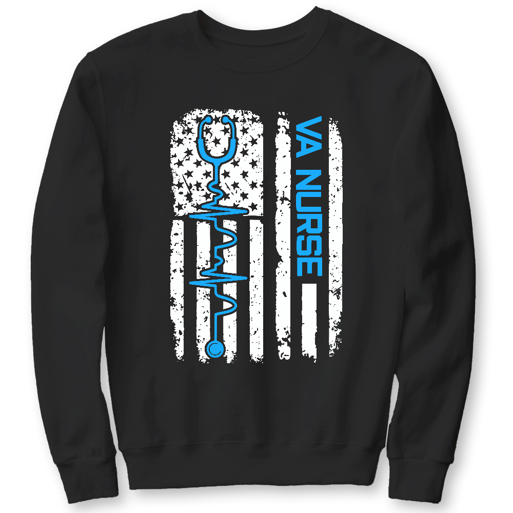 Vintage USA American Flag VA Nurse Patriotic Nursing Gifts Cotton Pullover Sweatshirt