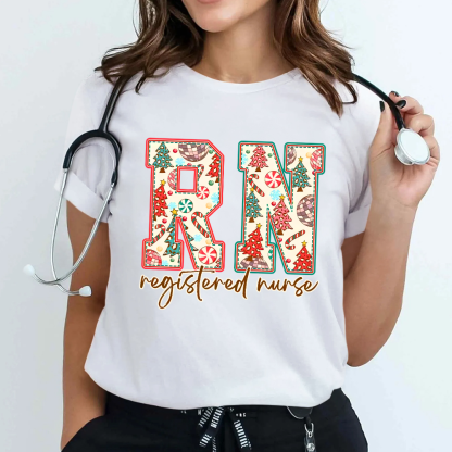 Christmas Registered Nurse Cotton Nurse T-shirt