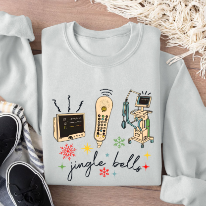 Jingle Bells ICU Nurse Xmas Cotton Pullover Sweatshirt