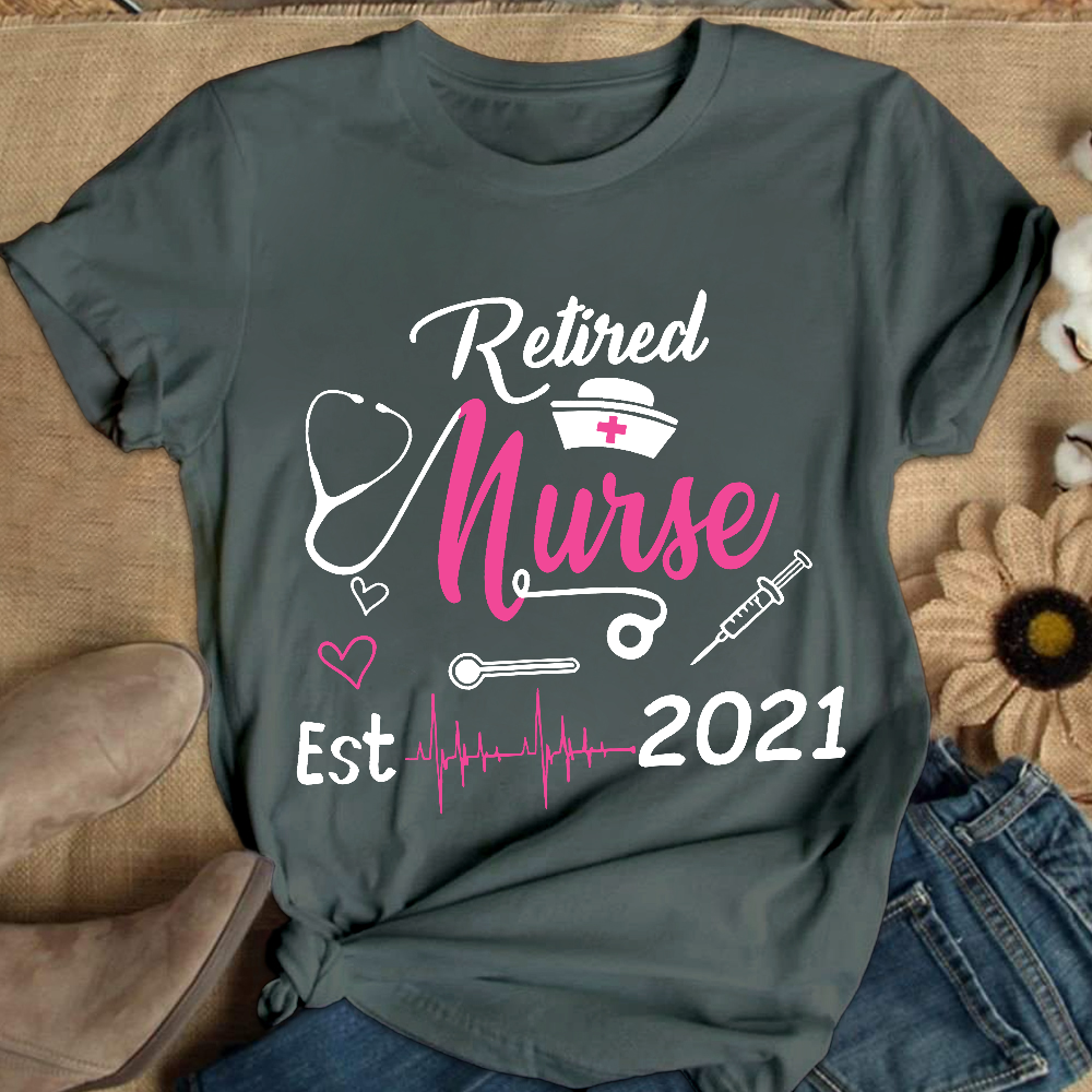 Personalized Nursing Retirement Est 2021 Cotton Nurse T-shirt