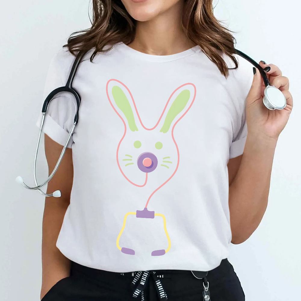 Easter Bunny Medical Tools For Nurse Or Doctor Cotton Nurse T-shirt