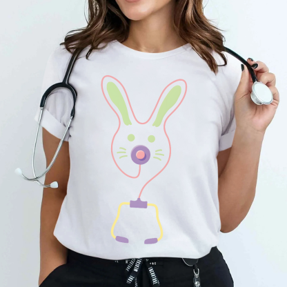 Easter Bunny Medical Tools For Nurse Or Doctor Cotton Nurse T-shirt