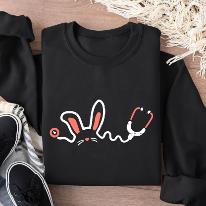 Easter Bunny Stethoscope Cotton Pullover Sweatshirt