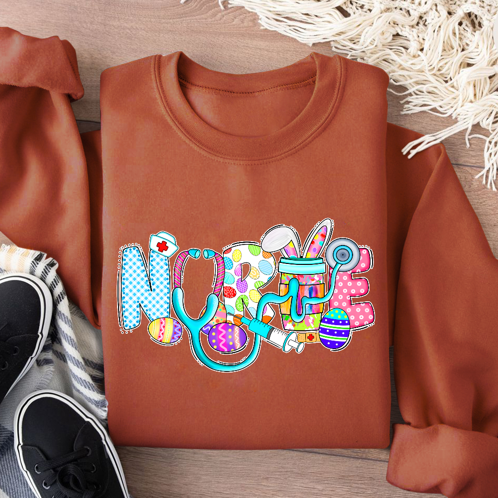 Easter Gnomes Cute Bunny Cotton Pullover Sweatshirt