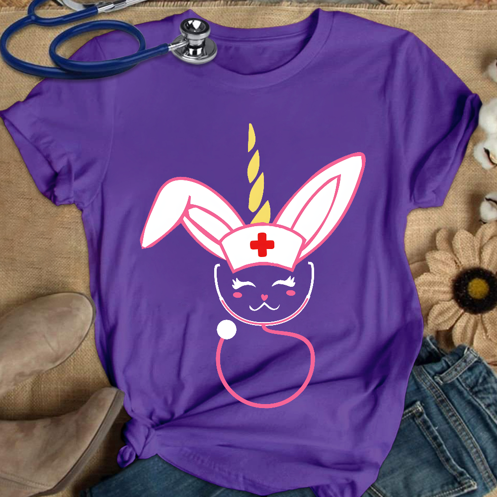 Funny Bunny Nurse Easter Cotton Nurse T-shirt