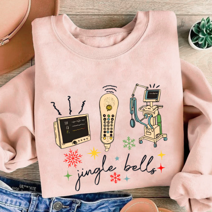 Jingle Bells ICU Nurse Xmas Cotton Pullover Sweatshirt