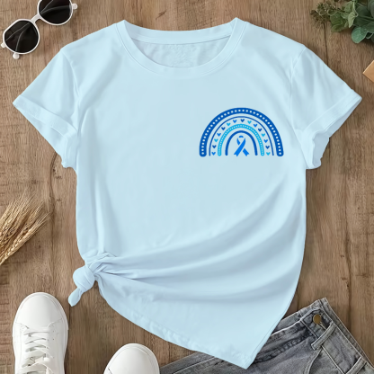 In March We Wear Blue Double-Sided Cotton Printed T-Shirt