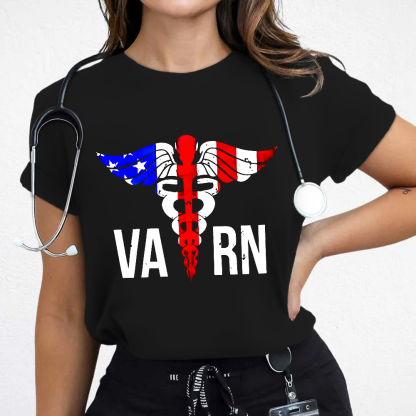 VA RN Nurse Symbol Flag Cotton Nurse T-shirt
