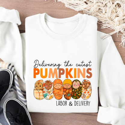 Delivering The Cutest Pumpkins Nurse Cotton Pullover Sweatshirt