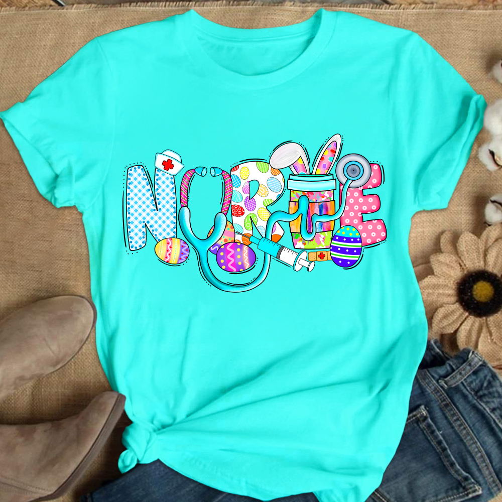 Easter Gnomes Cute Bunny Cotton Nurse T-shirt