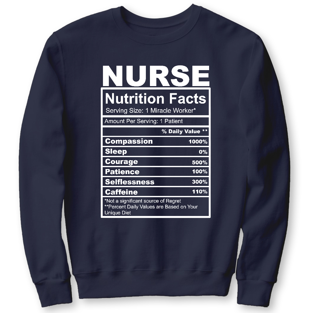 Nurse Nutrition Facts Cute Gift For Nurse Cotton Pullover Sweatshirt