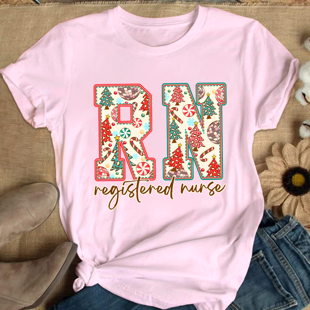 Christmas Registered Nurse Cotton Nurse T-shirt