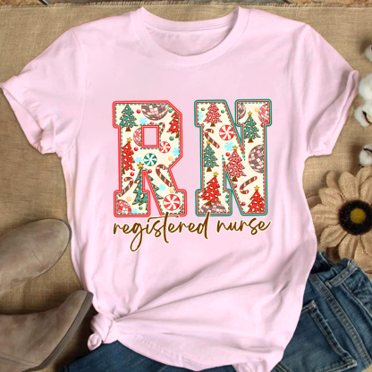 Christmas Registered Nurse Cotton Nurse T-shirt