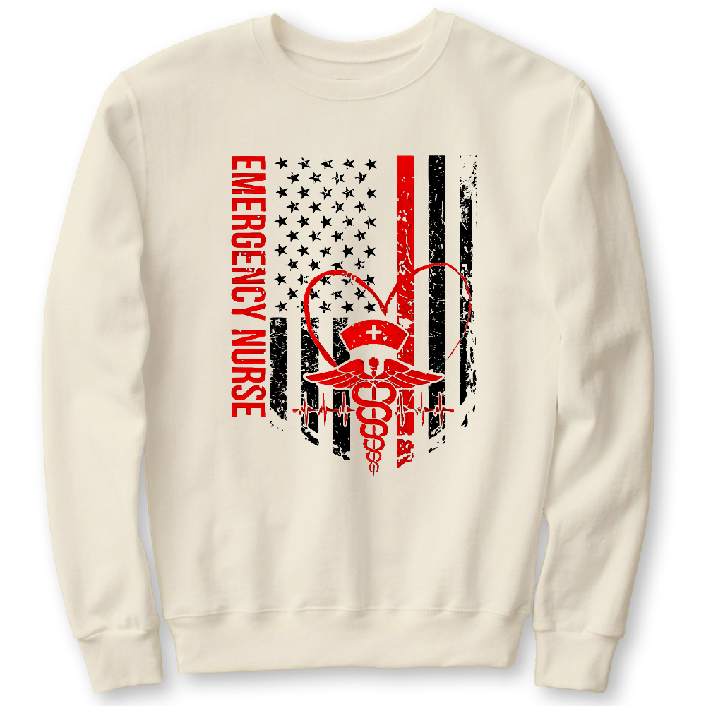 RN Nurse Flag Cotton Pullover Sweatshirt