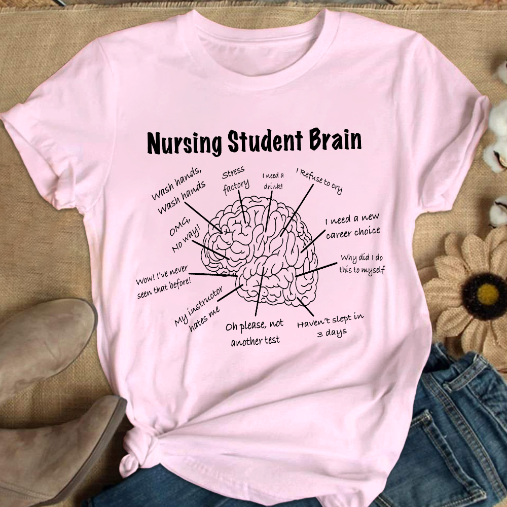 Nursing Student Brain Cotton Nurse T-shirt