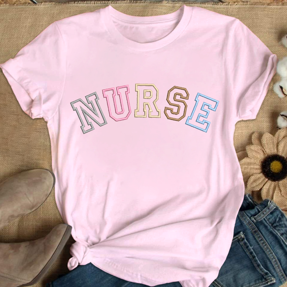 Embroidered Nurse Cotton Nurse T-shirt