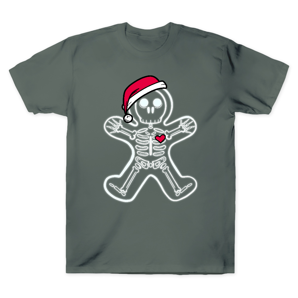 Christmas Gingerbread Man X-Ray Cookie Skeleton Wearing A Santa Hat Classic Cotton Doctor T-shirt
