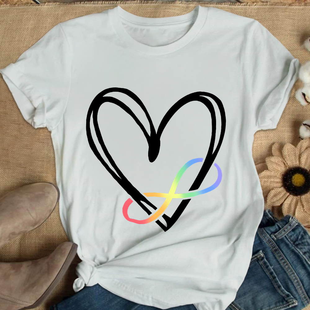 Infinity Heart Autism Awareness Love Needs No Words Cotton Nurse T-shirt