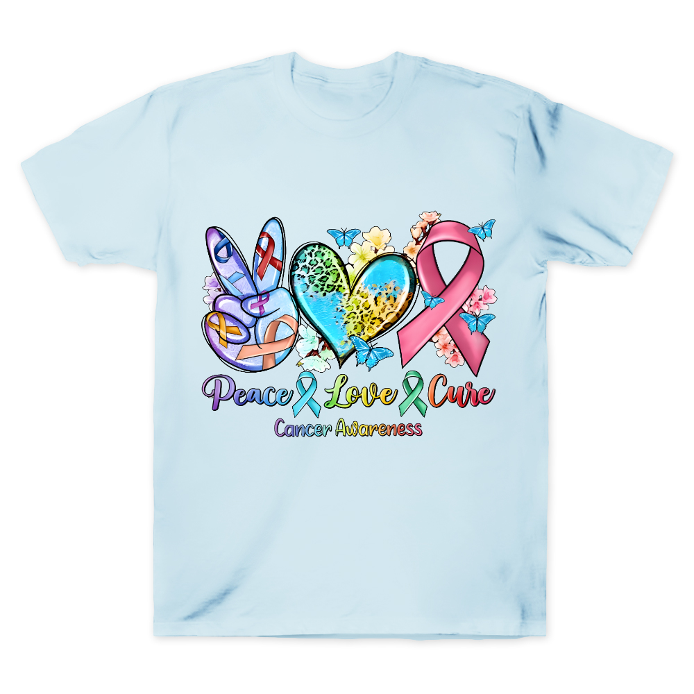 Peace Love Cure Cancer Awareness Cotton Doctor T-shirt