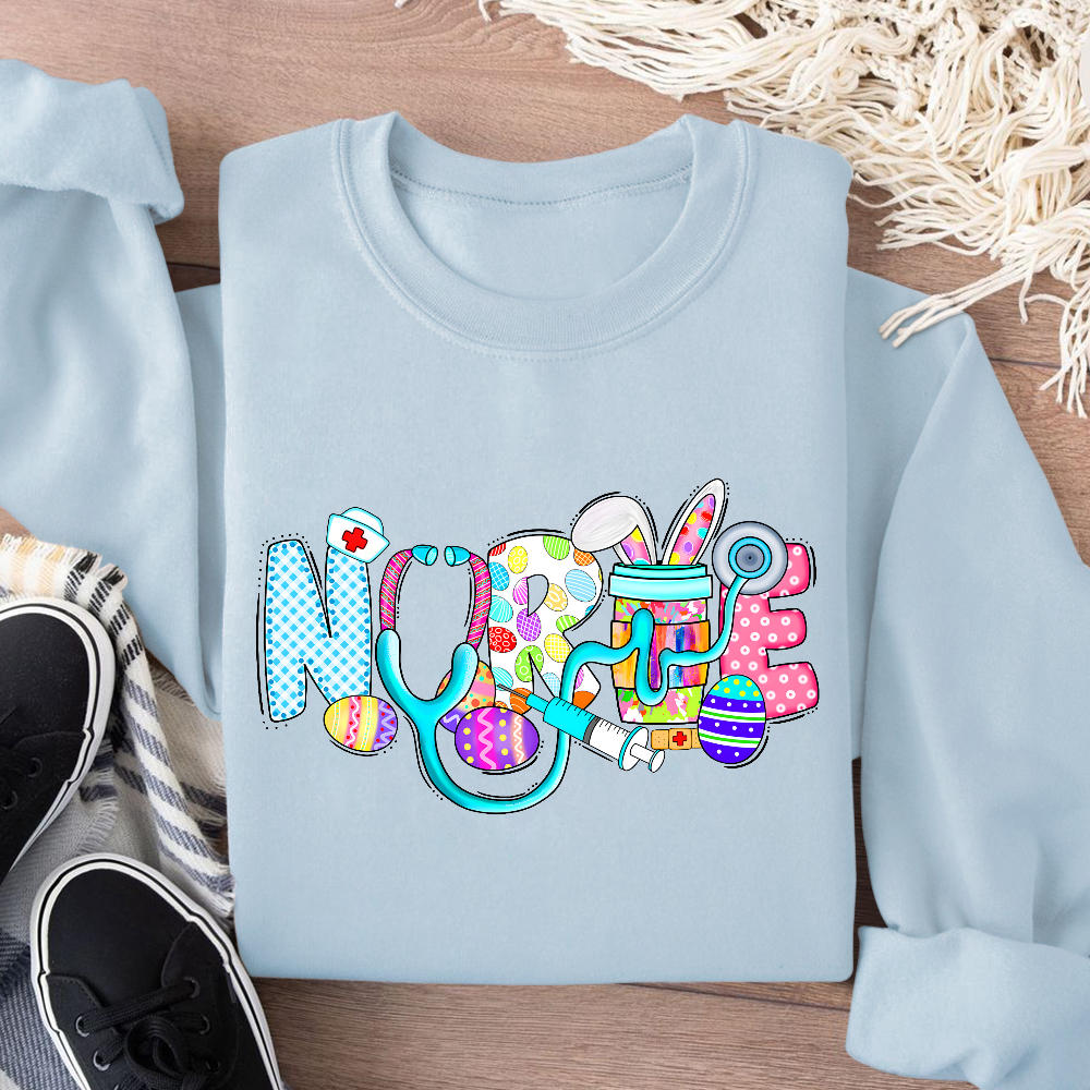 Easter Gnomes Cute Bunny Cotton Pullover Sweatshirt