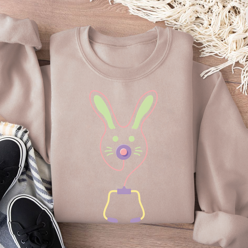 Easter Bunny Medical Tools For Nurse Or Doctor Cotton Pullover Sweatshirt