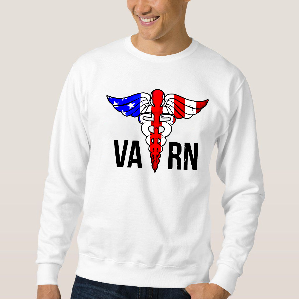 VA RN Nurse Symbol Flag Cotton Pullover Sweatshirt