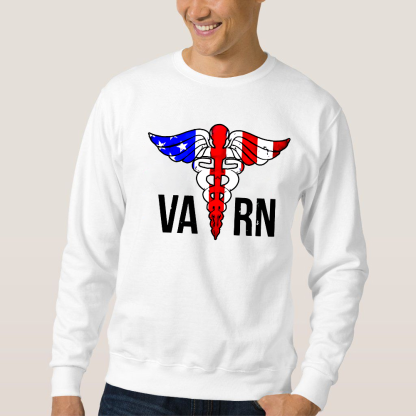 VA RN Nurse Symbol Flag Cotton Pullover Sweatshirt